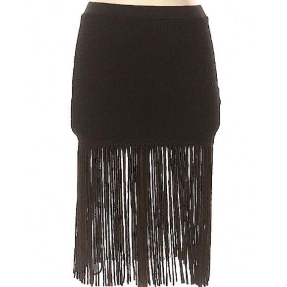 RILLER & FOUNT black fringe mini skirt - Picture 4 of 8